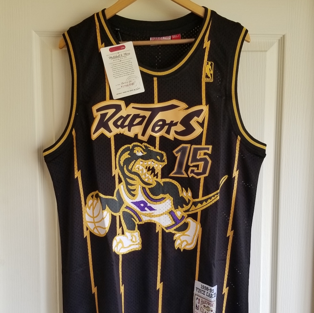 VINCE CARTER TORONTO RAPTORS GOLD THROWBACK JERSEY